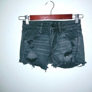American Eagle 00 Midi Destroyed Black Jeans Shorts